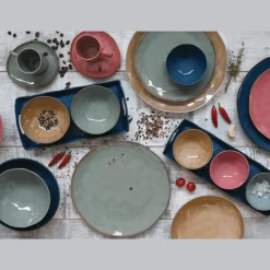 coffret de plateau 28×14 cm avec 2 bols Ø 12 cm en porcelaine, INTERIOR