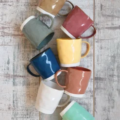 Ensemble de 6 tasses de 250 ml avec soucoupes en porcelaine INTERIORS AQUA